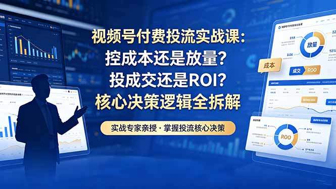 视频号付费投流实战课-5月:控成本还是放量?投成交还是ROI?核心决策逻辑全拆解-新时光资源网