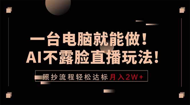 一台电脑就能做！AI不露脸直播玩法，照抄流程轻松达标月入2W+-新时光资源网