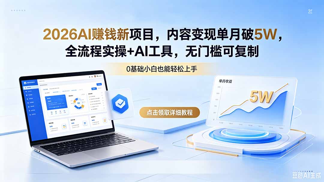 2026AI赚钱新项目，内容变现单月破5W，全流程实操+AI工具，无门槛可复制-新时光资源网
