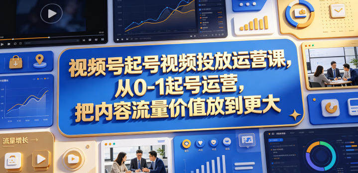 视频号起号视频投放运营课，从0-1起号运营，把内容流量价值放到更大-新时光资源网