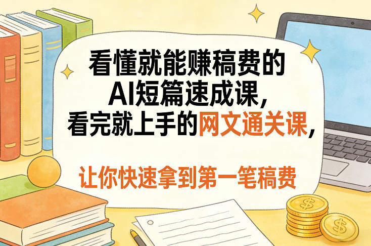 看懂就能賺稿费的AI短篇速成课，看完就上手的网文通关课，让你快速拿到第一笔稿费(更新5月)-新时光资源网