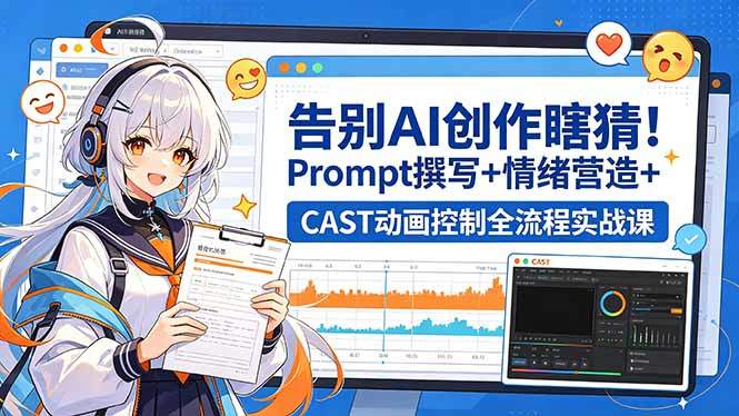 告别AI创作瞎猜！Prompt撰写+情绪营造+CAST动画控制全流程实战课-新时光资源网