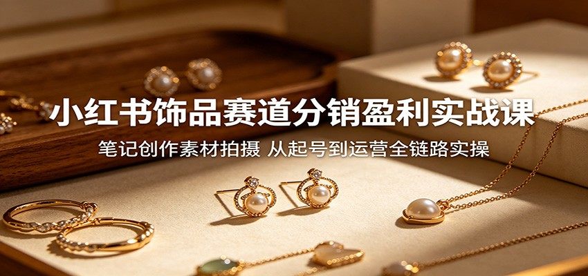 小红书饰品赛道分销盈利实战课：笔记创作素材拍摄，从起号到运营全链路实操-新时光资源网