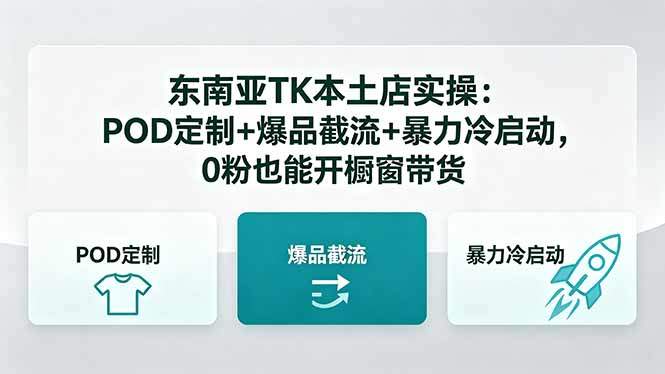 东南亚TK本土店实操-5月更新：POD定制+爆品截流+暴力冷启动，0粉也能开橱窗带货-新时光资源网