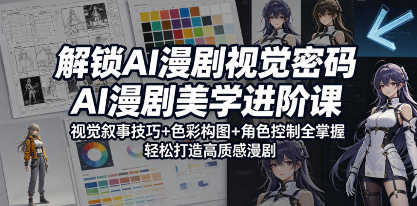 解锁AI漫剧视觉密码，AI漫剧美学进阶课，视觉叙事技巧+色彩构图+角色控制全掌握，轻松打造高质感漫剧-新时光资源网