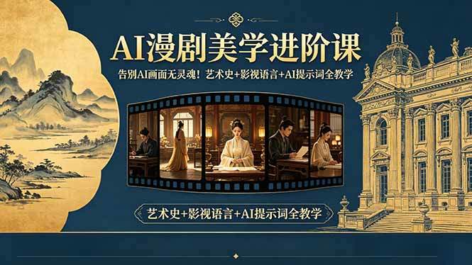 告别AI画面无灵魂！AI漫剧美学进阶课，艺术史+影视语言+AI提示词全教学-新时光资源网