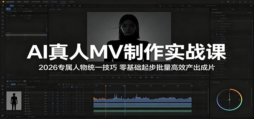 AI真人MV制作实战课：2026专属人物统一技巧，零基础起步批量高效产出成片-新时光资源网