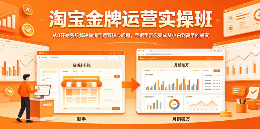 淘宝金牌运营实操班,从0开始系统解决你淘宝运营核心问题,手把手带你完成从小白到高手的蜕变-新时光资源网