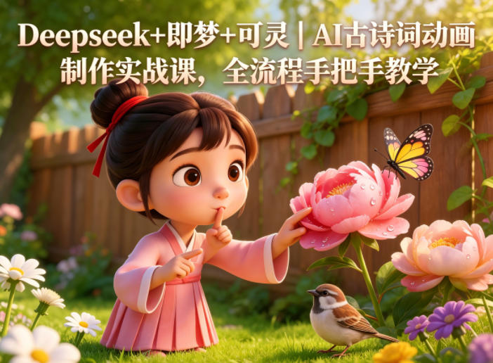 Deepseek+即梦+可灵|AI古诗词动画制作实战课,全流程手把手教学-新时光资源网