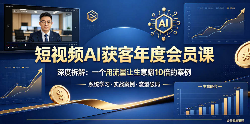 短视频AI获客年度会员课，深度拆解，一个用流量让生意翻10倍的案例-新时光资源网