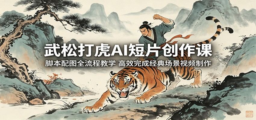 武松打虎AI短片创作课：脚本配图全流程教学，高效完成经典场景视频制作-新时光资源网