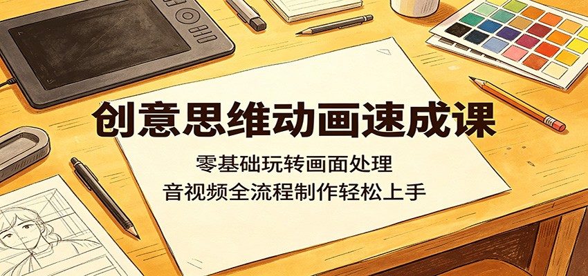 创意思维动画速成课：零基础玩转画面处理，音视频全流程制作轻松上手-新时光资源网