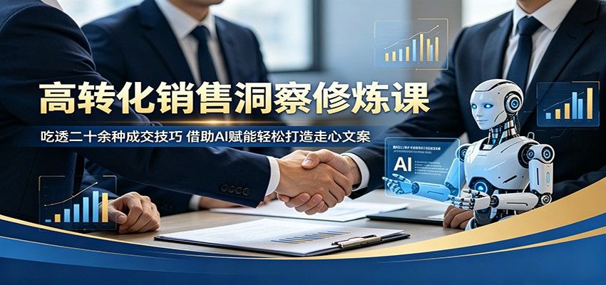 高转化销售洞察修炼课:吃透二十余种成交技巧,借助AI赋能轻松打造走心文案-新时光资源网