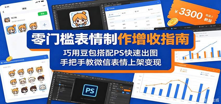 零门槛表情制作增收指南：巧用豆包搭配 PS 快速出图，手把手教微信表情上架变现-新时光资源网