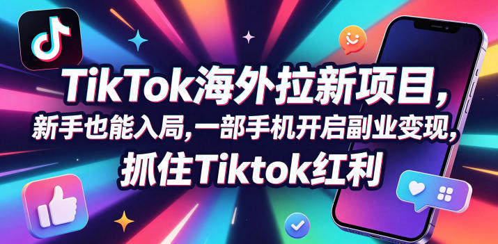 Tc联盟TikTok海外拉新项目,新手也能入局,一部手机开启副业变现,抓住Tiktok红利-新时光资源网