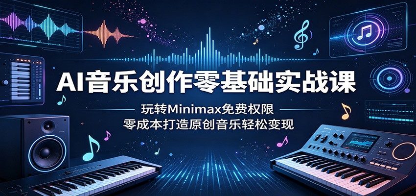 AI音乐创作零基础实战课:玩转Minimax免费权限,零成本打造原创音乐轻松变现-新时光资源网