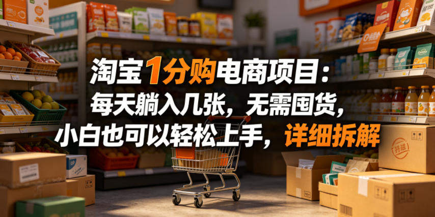 淘宝1分购电商项目：每天躺入几张，无需囤货，小白也可以轻松上手，详细拆解-新时光资源网