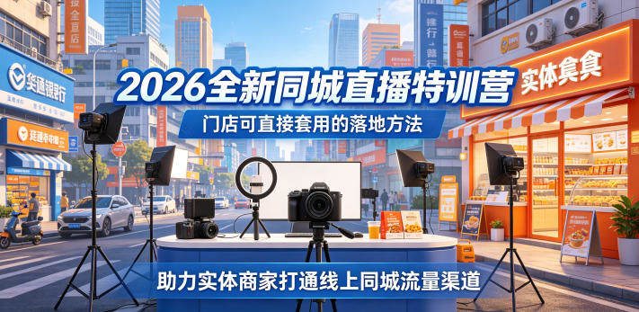 2026全新同城直播特训营,门店可直接套用的落地方法,助力实体商家打通线上同城流量渠道