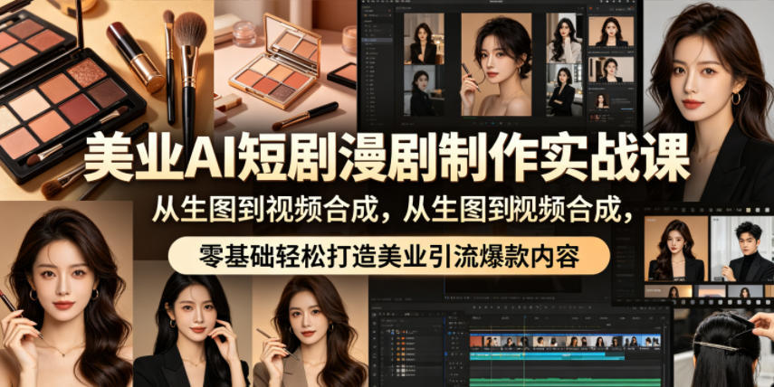 美业AI短剧漫剧制作实战课,从生图到视频合成,零基础轻松打造美业引流爆款内容-新时光资源网