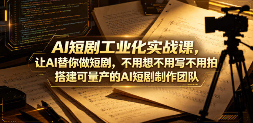 AI短剧工业化实战课,让AI替你做短剧,不用想不用写不用拍,搭建可量产的AI短剧制作团队-新时光资源网