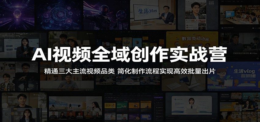 AI视频全域创作实战营:精通三大主流视频品类,简化制作流程实现高效批量出片-新时光资源网