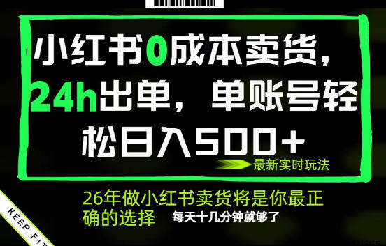 小红书0成本AI卖货，24小时出单，全流程托管，保底日入500+，每天十几分钟就够了【揭秘】-新时光资源网