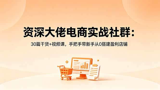资深大佬电商实战社群:30篇干货+视频课,手把手带新手从0搭建盈利店铺-新时光资源网