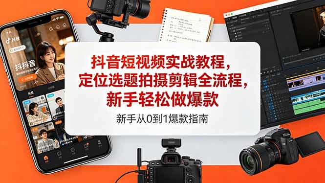 抖音短视频实战教程,定位选题拍摄剪辑全流程,新手轻松做爆款-新时光资源网