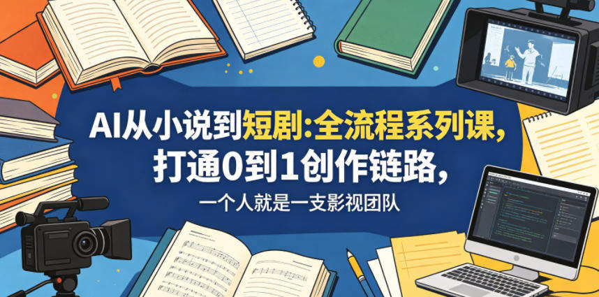 AI从小说到短剧全流程系列课,打通0到1创作链路,一个人就是一支影视团队