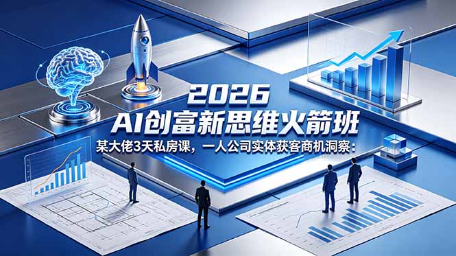 2026 AI 创富新思维火箭班：某大佬3天私房课，一人公司实体获客商机洞察-新时光资源网