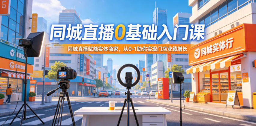 同城直播0基础入门课，同城直播赋能实体商家，从0-1助你实现门店业绩增长-新时光资源网