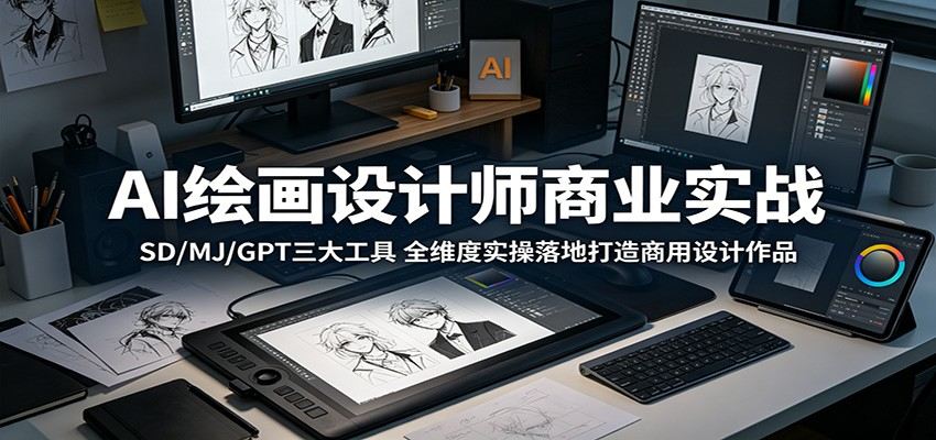 AI绘画设计师商业实战:SD/MJ/GPT三大工具,全维度实操落地打造商用设计作品-新时光资源网