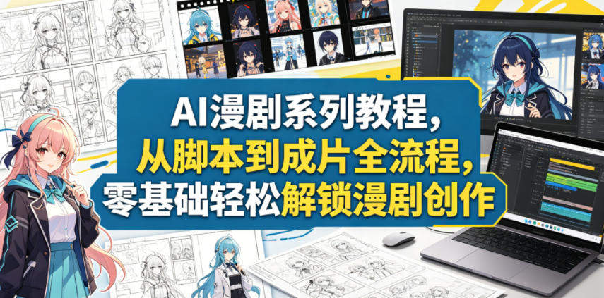AI漫剧系列教程，从脚本到成片全流程，零基础轻松解锁漫剧创作-新时光资源网