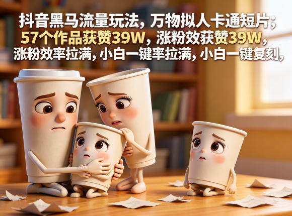 抖音黑马流量玩法，万物拟人卡通短片，57个作品获赞39W，涨粉效率拉满，小白一键复刻，保姆级拆解-新时光资源网
