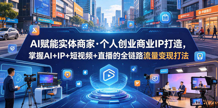 AI赋能实体商家·个人创业商业IP打造，掌握AI+IP+短视频+直播的全链路流量变现打法-新时光资源网