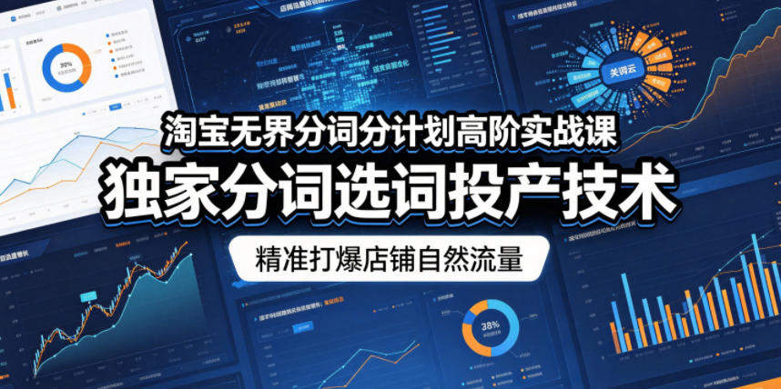 淘宝无界分词分计划高阶实战课,独家分词选词投产技术,精准打爆店铺自然流量
