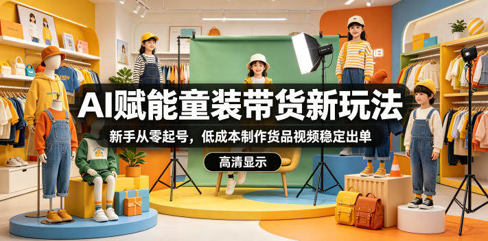 AI赋能童装带货新玩法,新手从零起号,低成本制作货品视频稳定出单-新时光资源网