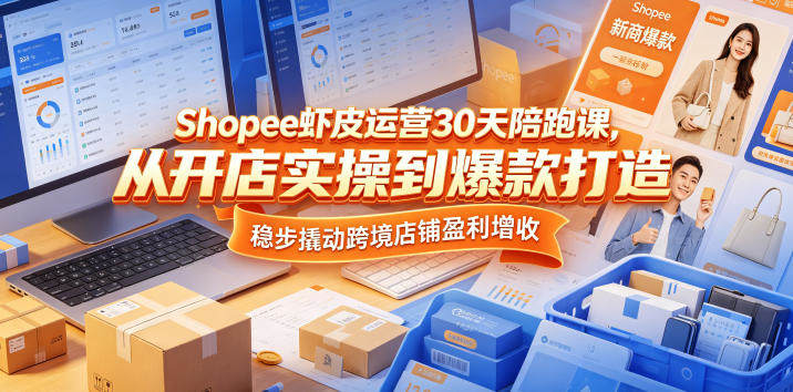 Shopee虾皮运营30天陪跑课，从开店实操到爆款打造，稳步撬动跨境店铺盈利增收-新时光资源网
