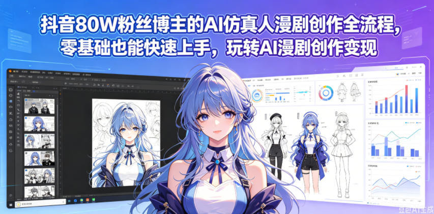 抖音80W粉丝博主的AI仿真人漫剧创作全流程，零基础也能快速上手，玩转AI漫剧创作变现-新时光资源网