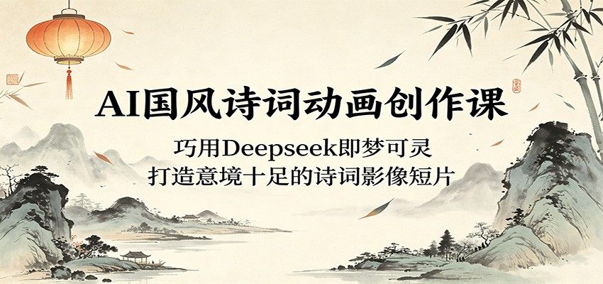AI国风诗词动画创作课:巧用Deepseek即梦可灵,打造意境十足的诗词影像短片-新时光资源网