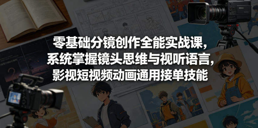 零基础分镜创作全能实战课,系统掌握镜头思维与视听语言,影视短视频动画通用接单技能-新时光资源网