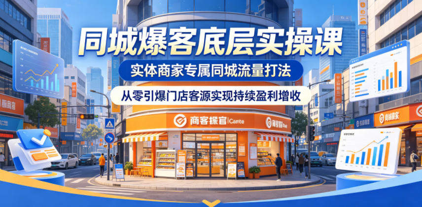 同城爆客底层实操课，实体商家专属同城流量打法，从零引爆门店客源实现持续盈利增收-新时光资源网