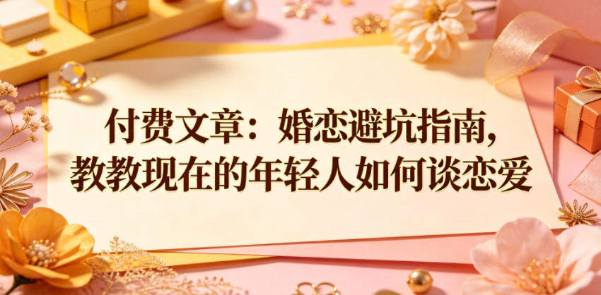 付费文章：婚恋避坑指南，教教现在的年轻人如何谈恋爱-新时光资源网