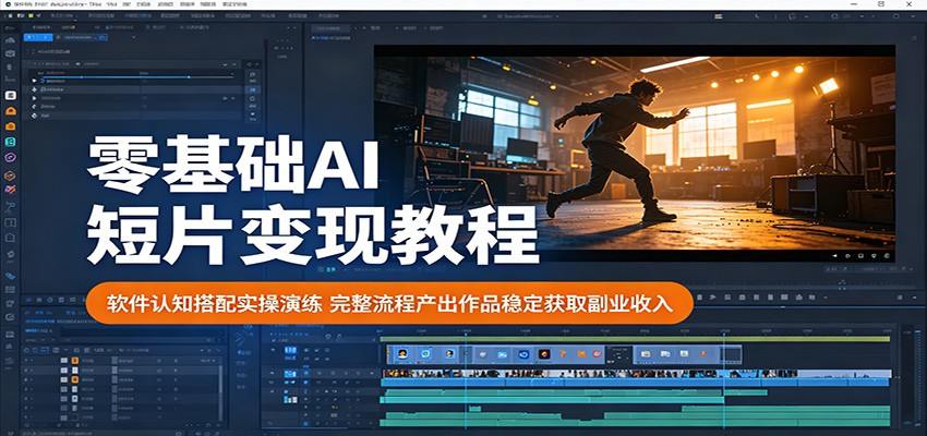 零基础AI短片变现教程：软件认知搭配实操演练，完整流程产出作品稳定获取副业收入-新时光资源网