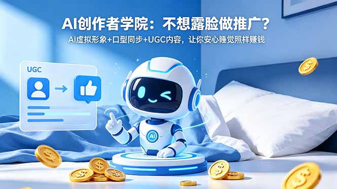 AI创作者学院:不想露脸做推广?AI虚拟形象+口型同步+UGC内容,让你安心睡觉照样赚钱-新时光资源网
