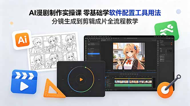 AI漫剧制作实操课 零基础学软件配置工具用法 分镜生成到剪辑成片全流程教学-新时光资源网