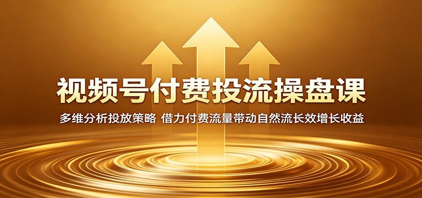 视频号付费投流操盘课:多维分析投放策略,借力付费流量带动自然流长效增长收益-新时光资源网