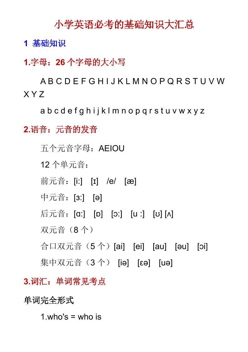 六年级下英语必考基础知识大汇总-新时光资源网