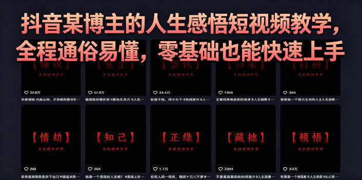抖音某博主的灰太狼人生感悟短视频教学，全程通俗易懂，零基础也能快速上手-新时光资源网