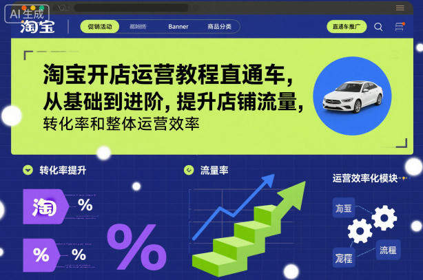 淘宝开店运营教程直通车，从基础到进阶，提升店铺流量，转化率和整体运营效率(更新26年05月27日)-新时光资源网